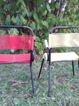 Paire de chaises enfant métal et scoubidou (vintage)