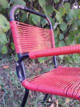 Paire de chaises enfant métal et scoubidou (vintage)