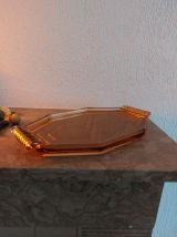plateau verre marron art déco  1910 1930. VINTAGE. 31*18*2
