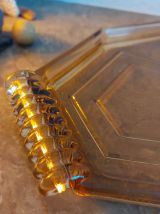 plateau verre marron art déco  1910 1930. VINTAGE. 31*18*2