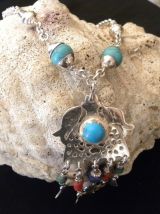Collier berbère tunisien Fibule  avec Fétiche