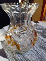  ancien vase en cristal de bohème, animaux de la