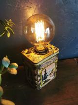 Lampe vintage chevet salon bureau boîte en fer "Les Vosges"