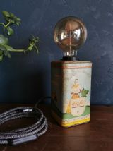 Lampe vintage chevet salon bureau boîte en fer "LSK"