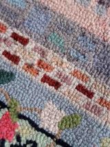 Tapis vintage Américain Hooked fait main, 1C982
