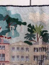 Tapis vintage Américain Hooked fait main, 1C982