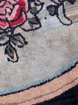 Tapis vintage Américain Hooked fait main, 1C983