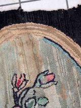 Tapis vintage Américain Hooked fait main, 1C983