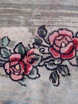 Tapis vintage Américain Hooked fait main, 1C983