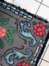 Tapis ancien Américain Hooked fait main, 1C985