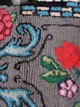 Tapis ancien Américain Hooked fait main, 1C985