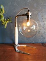 Lampe vintage industrielle cafetière verre métal "Cona"