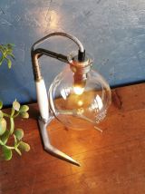 Lampe vintage industrielle cafetière verre métal "Cona"