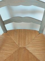 Fauteuil campagne paillé ancien patiné 