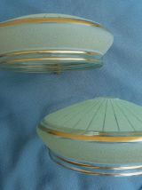 suspensions  en verre givré , vintage