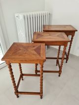 Table gigogne bois marqueterie 3 tables d'appoint 