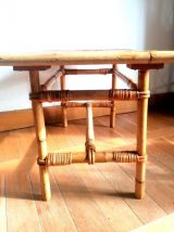 Table basse en bambou refendu et rotin 1960 