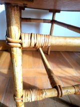 Table basse en bambou refendu et rotin 1960 