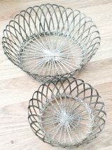 2 CORBEILLES BANETTES A PAIN VINTAGE en métal AURICA