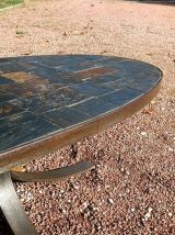 Table basse ovale pierres de lave probable Jean Jaffeux