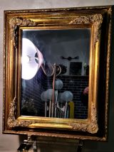 miroir bois patine   or  58x70    tres bon etat  tres epais 