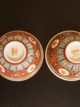 2 bols à riz porcelaine rouge émaillée