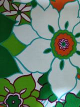 Très grand coupon de tissu vintage motif fleurs 