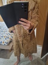 Manteau fourrure et satin beige Doré 