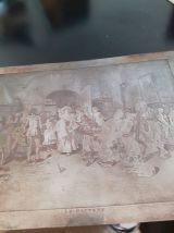 Plaque en métal gravée par L.Aldigier représentant Le baptê