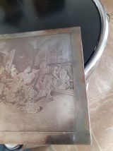 Plaque en métal gravée par L.Aldigier représentant Le baptê