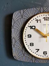 Horloge vintage pendule murale silencieuse Vedette bleu doré