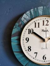Horloge vintage pendule murale silencieuse ronde "Flash vert