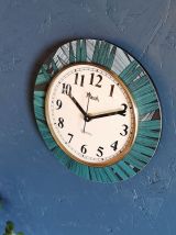 Horloge vintage pendule murale silencieuse ronde "Flash vert