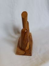 Set salière poivrière Art Déco en bois d'olivier