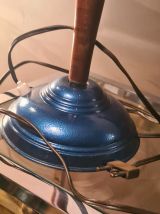 lampe champignon  bleu metal  1940 a 55  tres belle h39x29 p