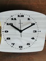 Horloge formica vintage pendule silencieuse BC Paris gris