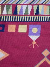 Tapis vintage Français Tapisserie abstraite fait main, 1P118