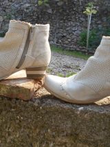 MUSTANG BOTTINES T 36 GRIS PALE ARGENTE QUASI NEUF