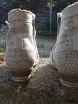 MUSTANG BOTTINES T 36 GRIS PALE ARGENTE QUASI NEUF