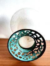 Vase art déco verre givré et fonte 