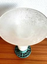 Vase art déco verre givré et fonte 