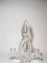 Paire de chandeliers vintages en cristal de Vannes années 60