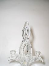 Paire de chandeliers vintages en cristal de Vannes années 60