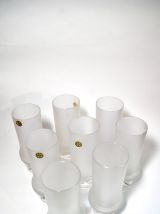 8 verres vintages en cristal dépoli, années 70, Allemagne