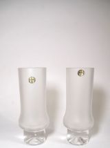 8 verres vintages en cristal dépoli, années 70, Allemagne