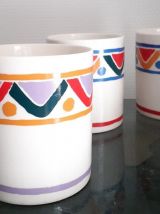 5 Tasses/ Mugs Mobil arcopal. Années 70.
