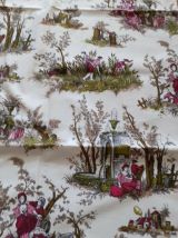 Coupon/ Toile de Jouy "Rondo" Pascaline Villon. Impression D