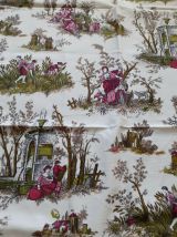 Coupon/ Toile de Jouy "Rondo" Pascaline Villon. Impression D