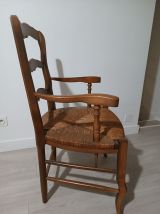 Fauteuil bois et paille style provençal.
