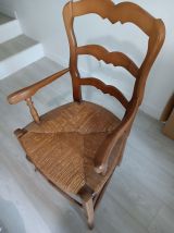 Fauteuil bois et paille style provençal.
